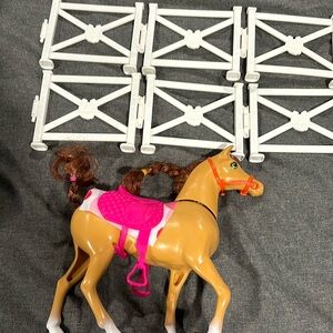 Barbie horse with fence